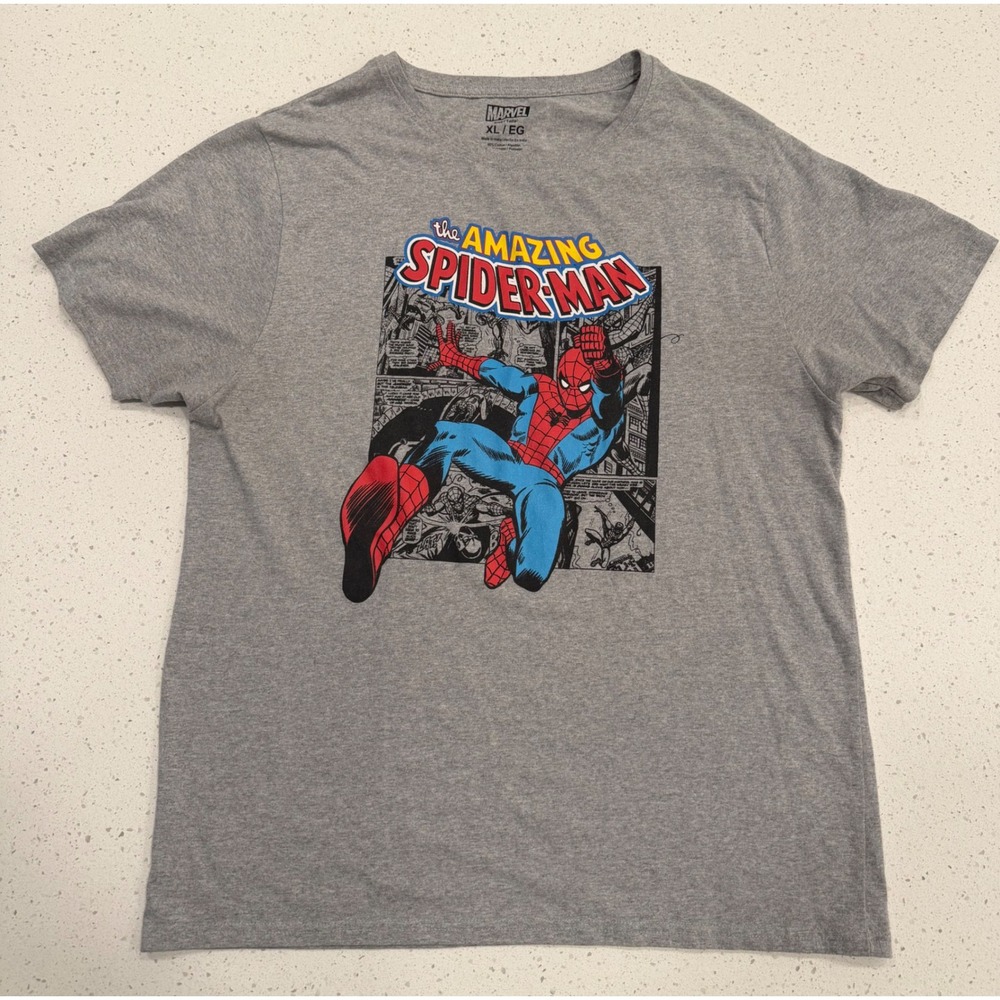 Marvel Graphic T-Shirt Mens XL Grey Excellent The Amazing Spider-Man Streetwear